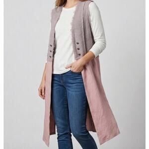 Vocal Large Pink Vest Cardigan Kimono Knit Suede